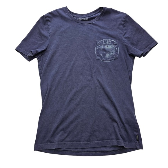 Express Other - Express Mens T-Shirt Navy Blue North Shore Graphic Pocket Tee XS Cotton